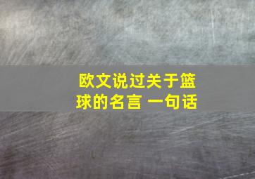 欧文说过关于篮球的名言 一句话